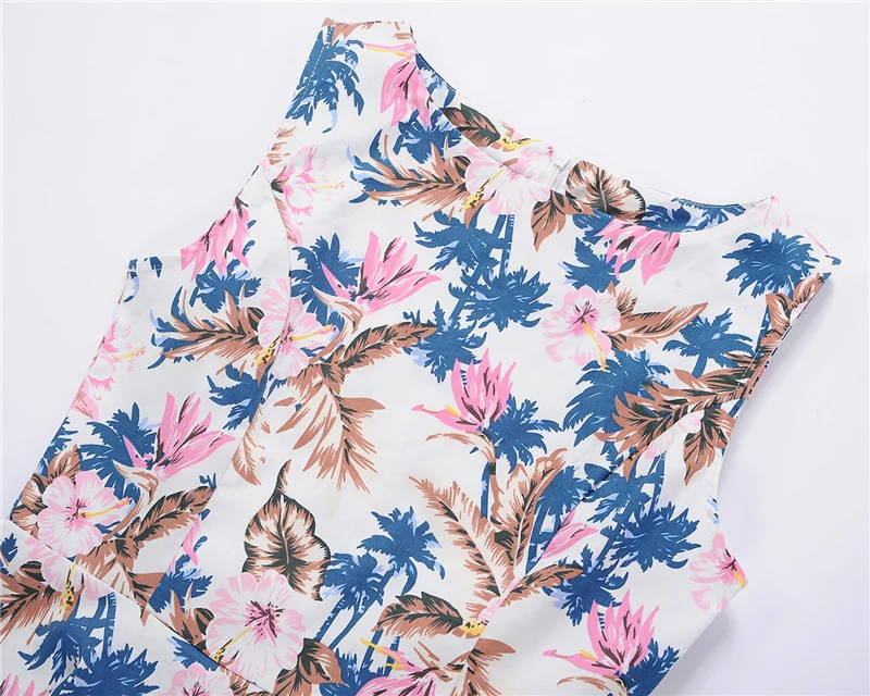 Kostlish Floral Print Summer Dress Women Sleeveless 50s Tunic Vintage Dress With Belt 2017 Elegant Swing Party Dresses Sundress (19)