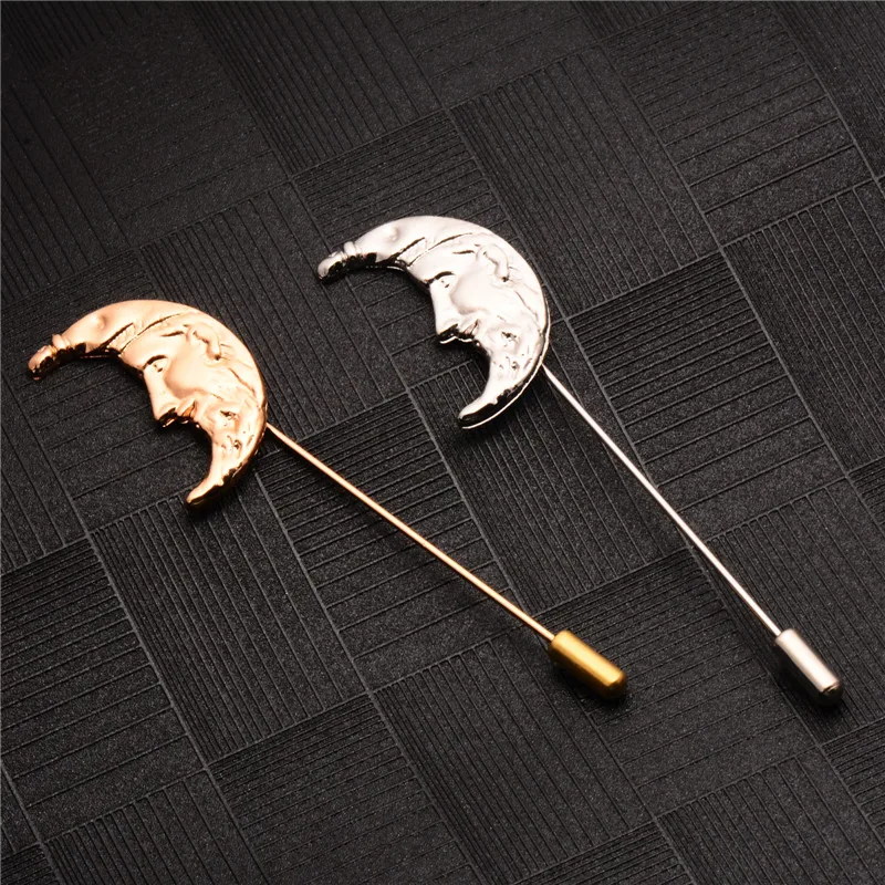 

H:HYDE Hot Sale Mr. Moon Brooch Wedding Brooch Gentlemen Lapel Pins Fashion Flower Brooch for Men 2 Color Available