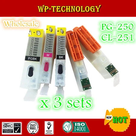 

15PK=3 sets Empty Refill cartridge suit for PGI250 CLI251 ,suit for Canon PIXMA IP7220 MG5420 NX922 ,5 color