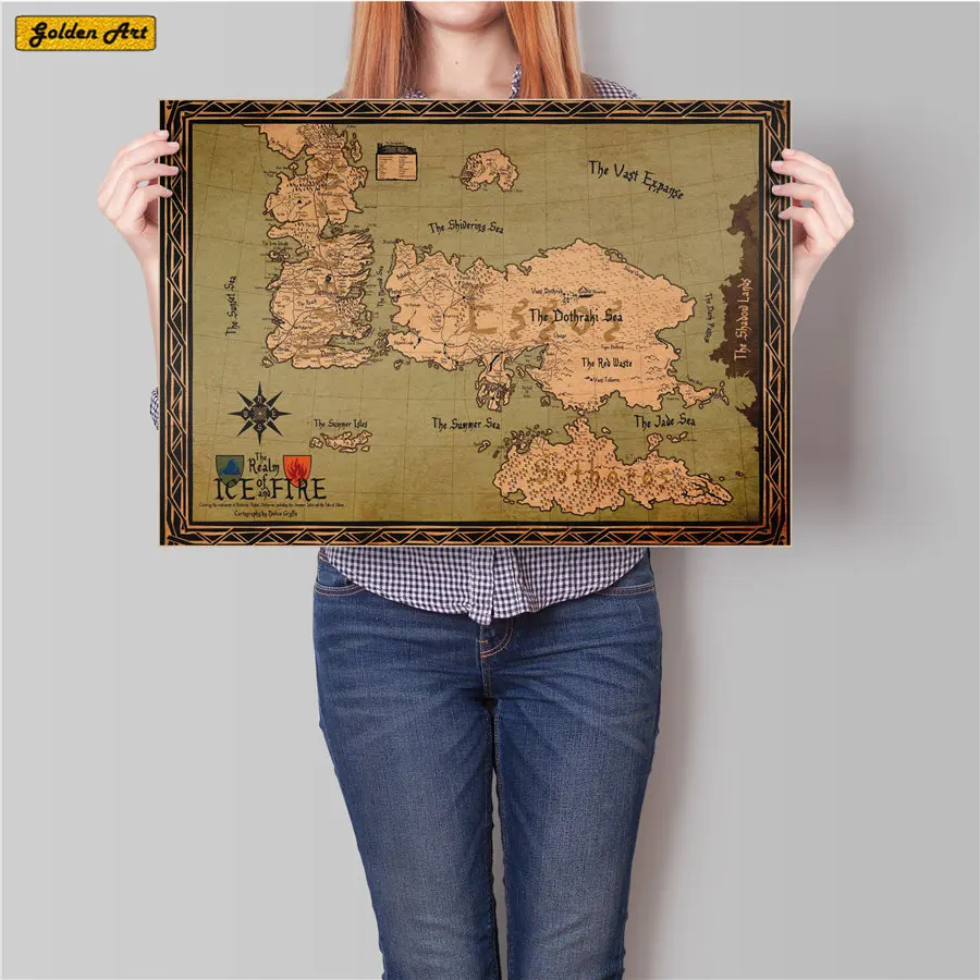 

Game of Thrones Westeros Retro Kraft Paper Poster Vintage Wall Sticker Living Room Painting Decor for cafe bar 45.5x31.5cm