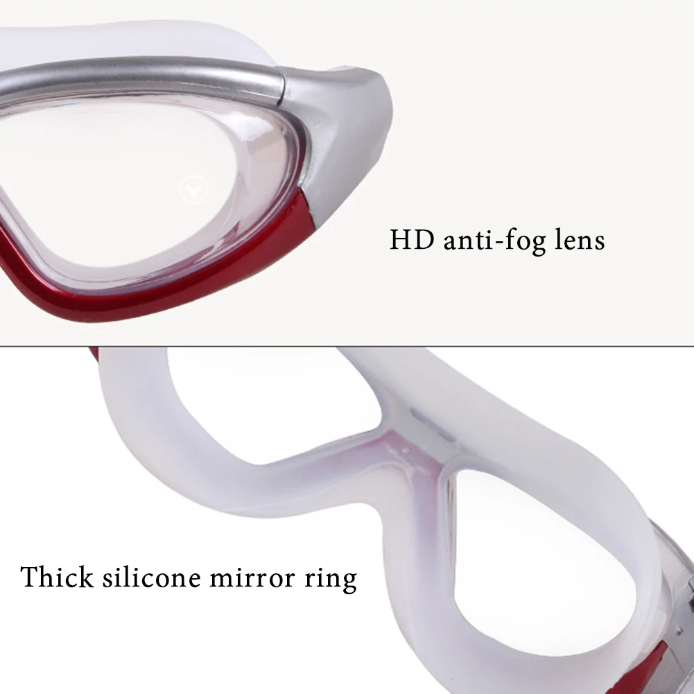 Очки для плавания с затычками для ушей, большая рамка, прозрачные противотуманные водонепроницаемые очки для плавания для взрослых мужчин, женщин, детей, молодежи