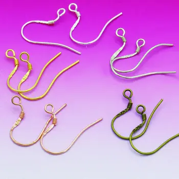 

50pcs Carved 925 Ear Hook Silver/Gold/Antique Bronze/Rhodium Silver Earring cupronickel materiaFlattening Line Jewelry Fittings
