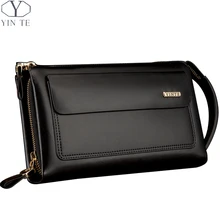 

YINTE Business Men Wallet Long Designer Double Zipper Leather Male Purse Brand Mens Clutch Handy Bag Luxury Wallets Portfolio