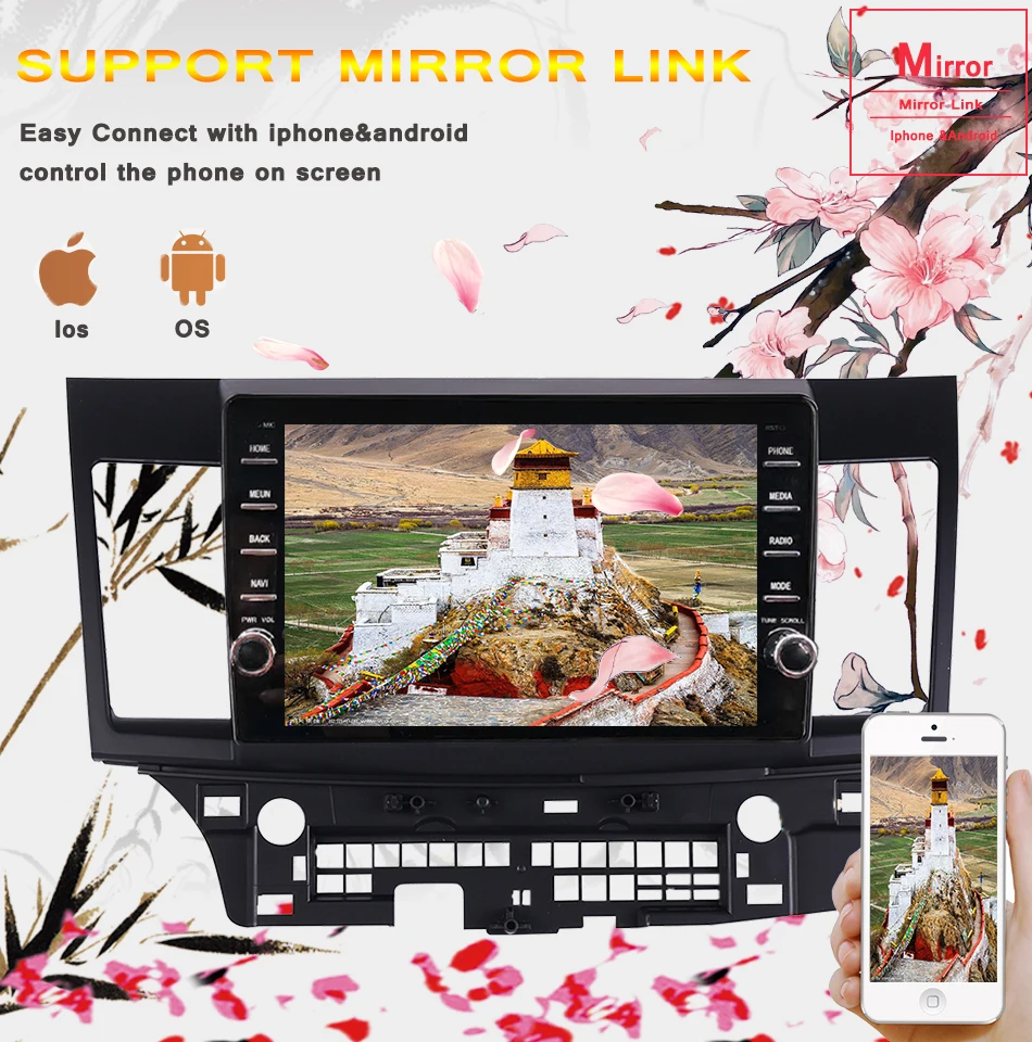 Top Android 9.0 car dvd Octa core for Mitsubishi Lancer  2008 2009 2010 11 2012 2013 2014 2015 car stereo navigator Autoradio player 6