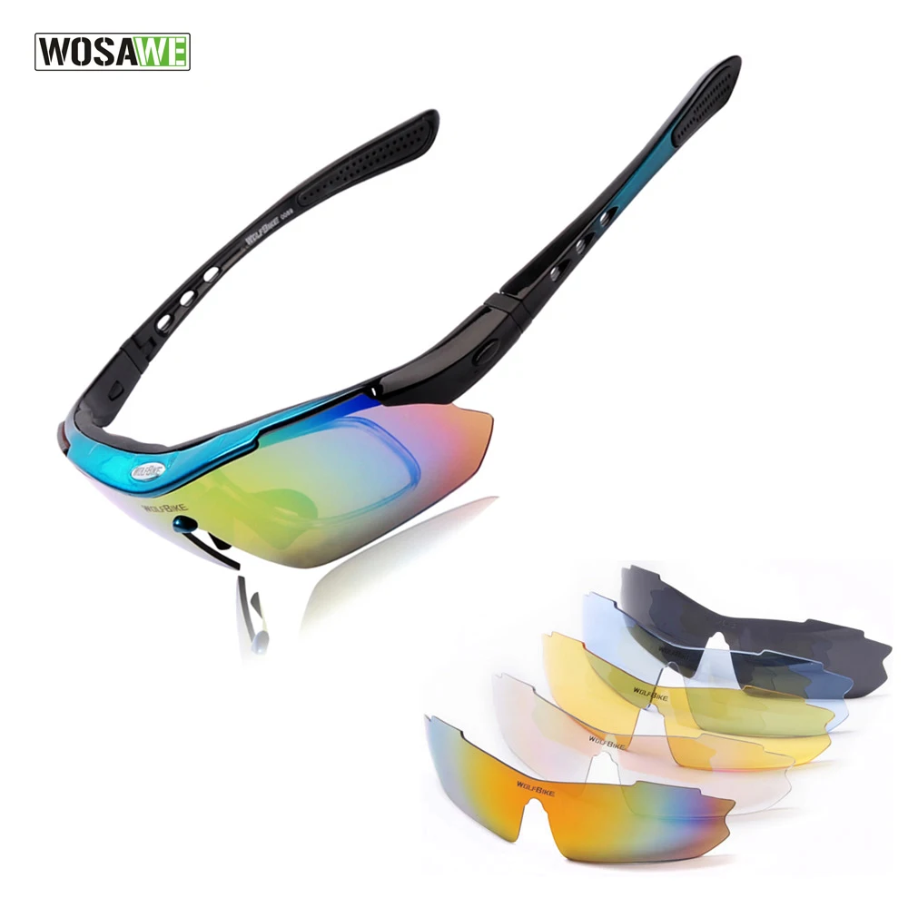 WOSAWE UV Protection Polarized Cycling Glasses Bike Goggles Outdoor Sports Bicycle Sunglasses With 5 Lens | Спорт и развлечения