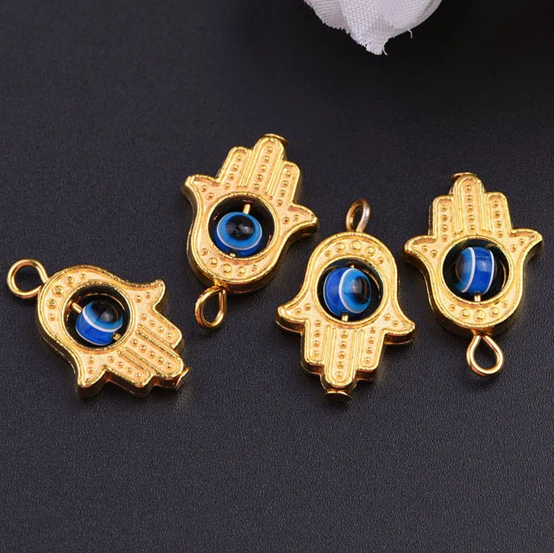 silver Hamsa Hand Evil EYE Kabbalah Good Luck Charm Dangling gold For