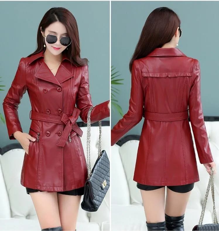 Artificielle Boutonnage Mode Color Cuir Printemps Casual À Manteau Femmes Picture Nouveau picture Veste Chaude 2017 Color En De Double vgSxxzqwO