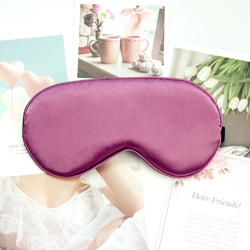 Faux Silk Eyeshade Sleeping Eye Mask Cover Eyepatch Blindfold Solid Portable New Sleep Masks - Цвет: Purple