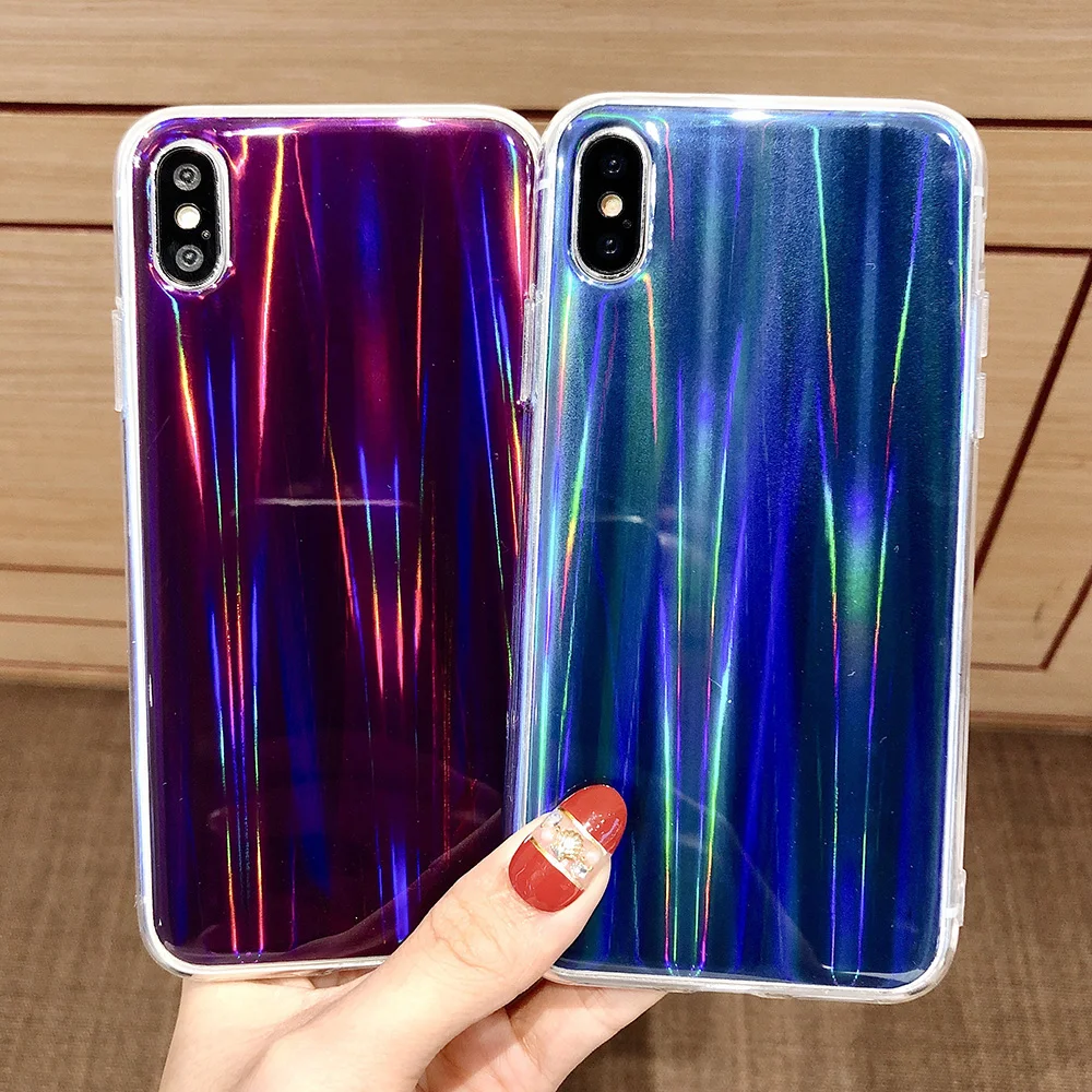 KIPX1122_1_JONSNOW Aurora Shining Laser Phone Case for iPhone 6 6S 7 8 Plus X XS XR XS Max Glossy Soft Silicone Case Back Cover Capa Coque Fundas