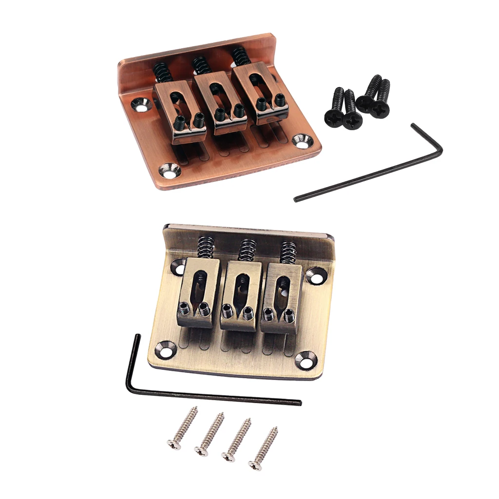 Adjustable 3 String Guitar Hardtail Bridge for Cigar Box Electric Guitar Replacement Accessories