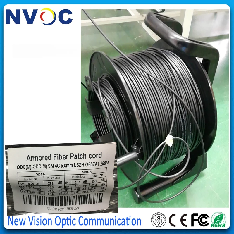 

ODC Round(Male) Fiber Optic Patch cord,SM,4C,G657A1,LSZH Jacket,Armored Black Cable,Dia:4.8mm,250M ODC Round Type Fibe Connector