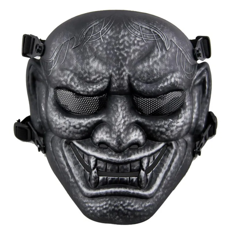 Японский призрак король Самурай тактическая маска для лица Сетка военная армия Holloween Wargame страйкбол пейнтбол маски - Цвет: Silver Black