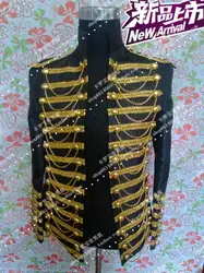 Двубортный мужские костюмы проектирует masculino Homme TERNO этап певцов мужчин Блейзер Танцы одежда куртка звезда стильное платье в стиле панк