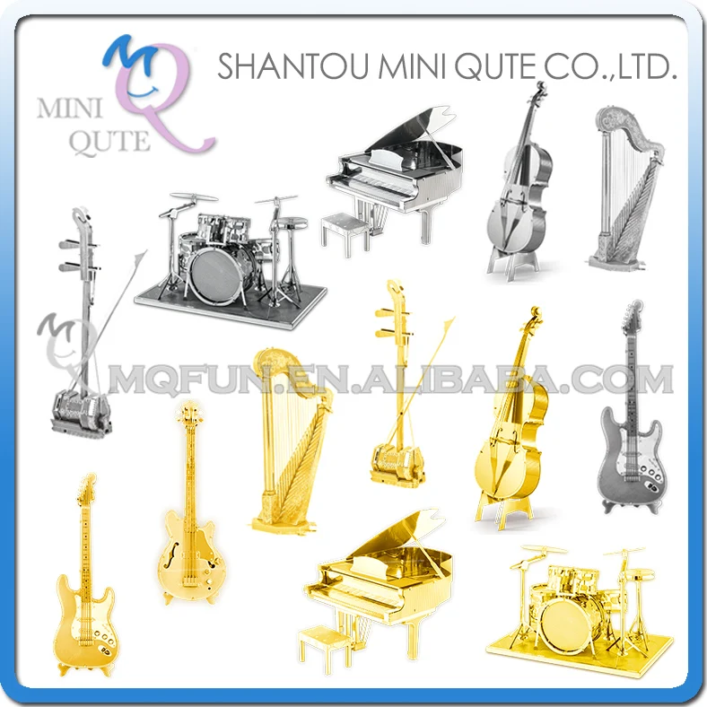 Mini Qute Piece Fun 3D musical instrument Guitar harp erhu