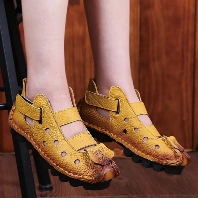 

New Soft Bottom Women Flats Genuine Leather Shoes Casual Women Sandals Ladies Shoes Moccasins Chunky Sandals Women Shoes Loafers
