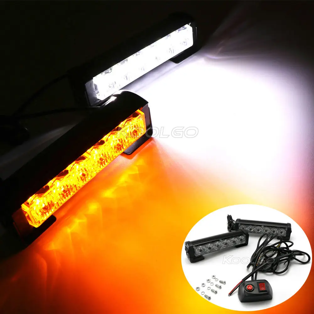 2x6 12 LED 36W Car Truck Emergency Flashing Strobe Work Light Bar Amber