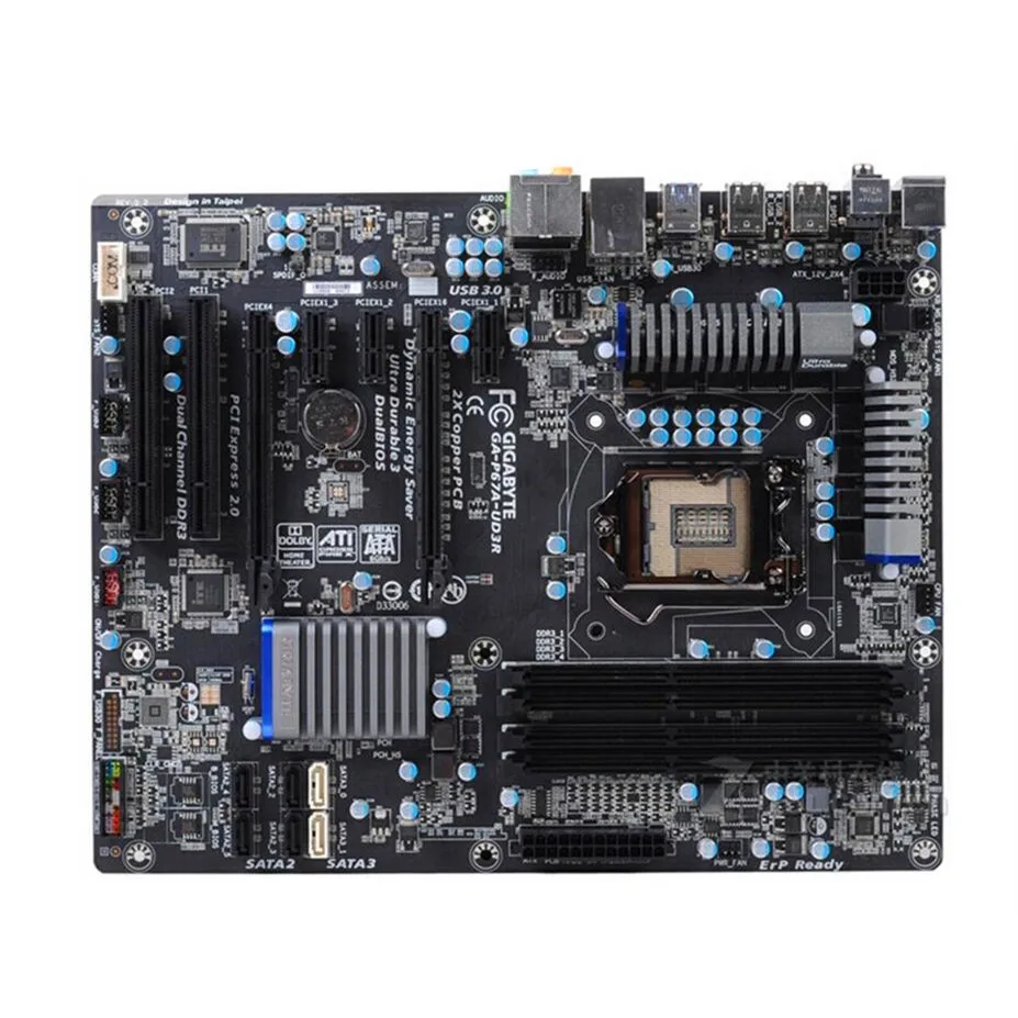 Оригинальная материнская плата для Gigabyte GA-P67A-UD3R LGA 1155 DDR3 процессора I3 I5 I7 32 Гб USB3.0