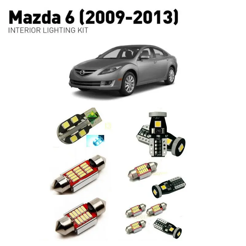 Led interior lights For mazda 6 2009-2013 8pc Lights Cars lighting kit automotive bulbs Canbus | Автомобили и мотоциклы