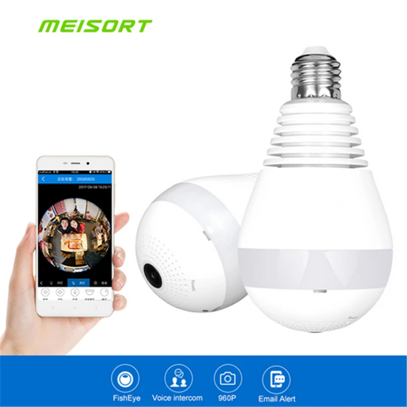 

Wifi Network Camera Wi-Fi Fish Eye HD 960P LED Light 360 Degree CCTV VR Camera 1.3 Megapixel Home Security WiFi Panoramic Camera
