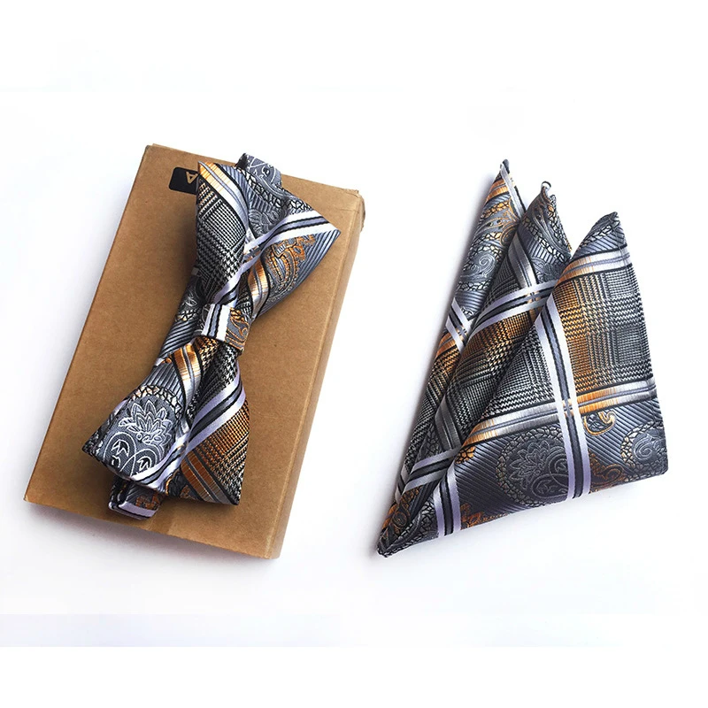 Мужской комплект с галстуком-бабочкой модные носовые платки узором огурцы из