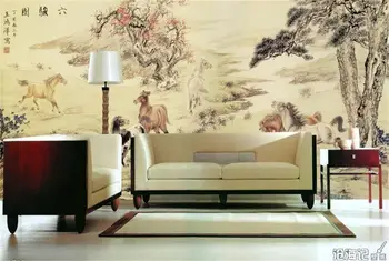 

3D wallpaper/custom photo wall paper/6 horse figure Chinese painting/mural/TV/sofa/Bedroom/KTV/Hotel/living room/Children room