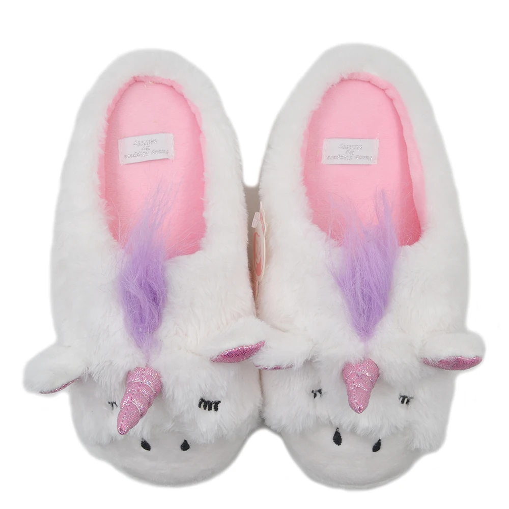 Girls Plush Unicorn Slippers Unilovers