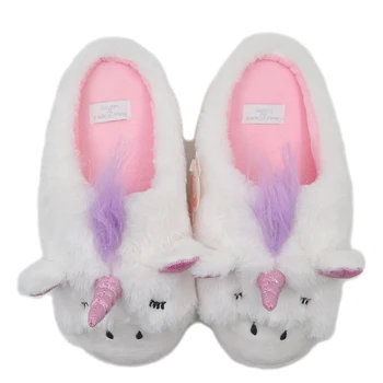 Girls Plush Unicorn Slippers
