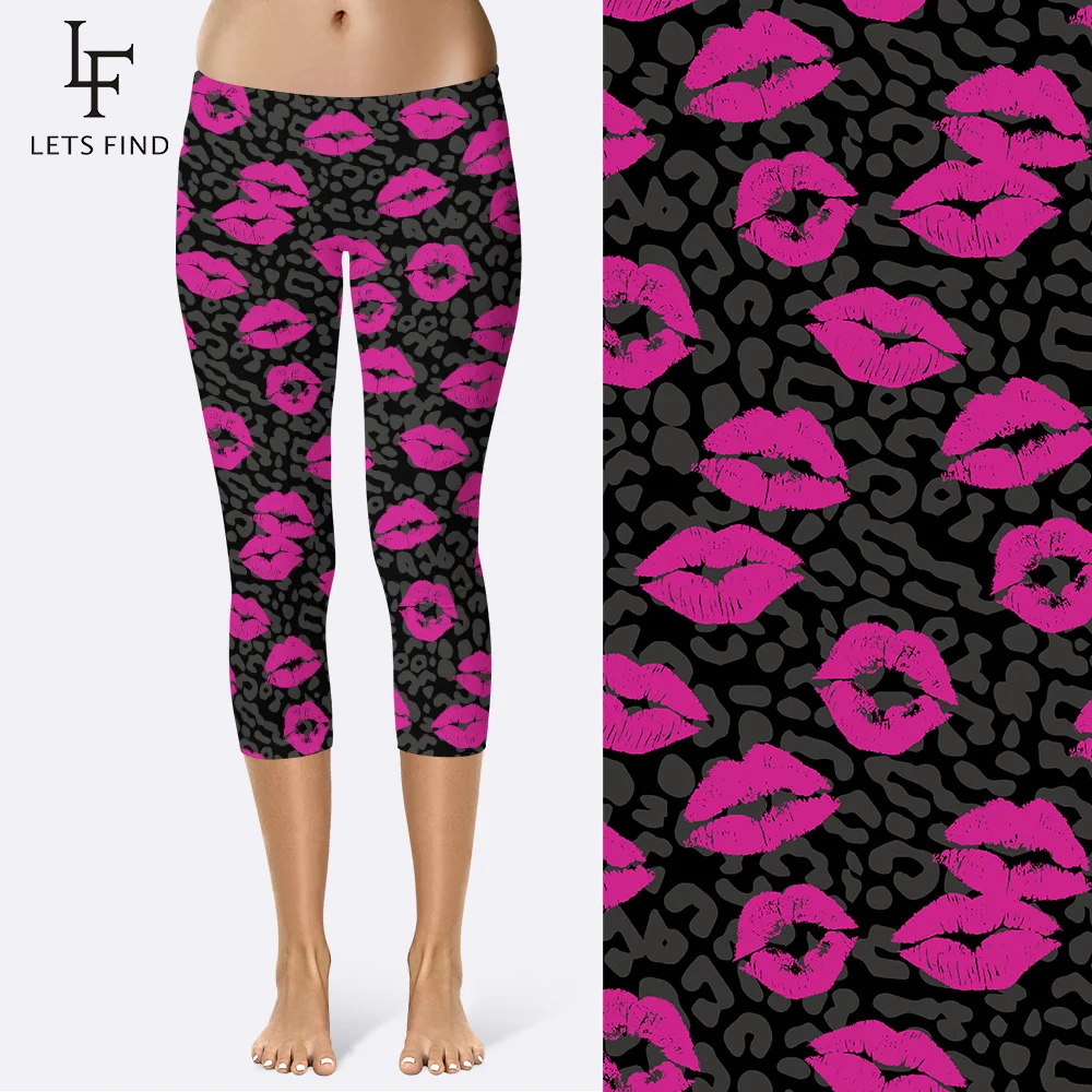 2019 New Summer Sexy Capri Leggings Printed Leopard and Lip Pants Mid Waist Comfortable Leggins Friend Gift Leggings Plus Size