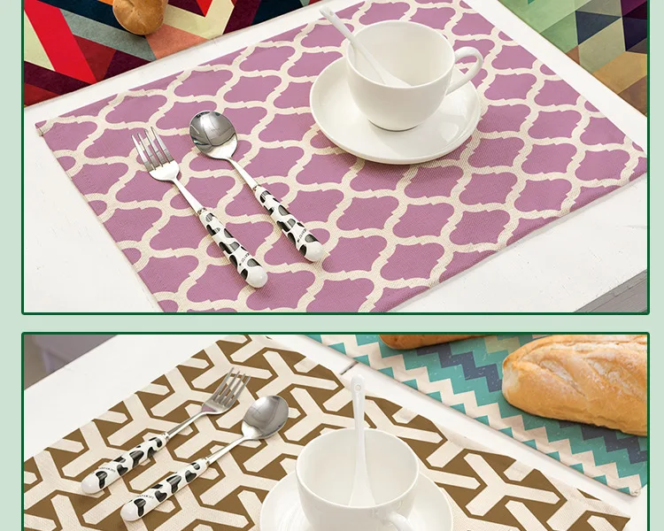 Modern Abstract Geometric Lines Colorful Placemat Scale-like Line Triangular Table Accessories Pad Home Kitchen Table Mat