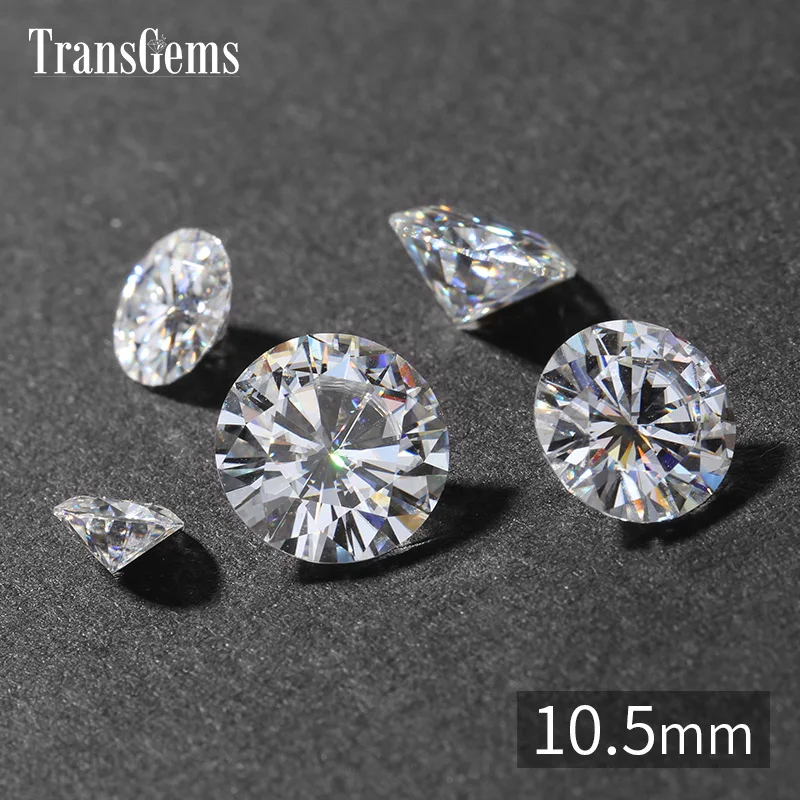 

TransGems 10.5mm 4.5 Carat GH Color Certified Lab Grown Moissanite Diamond Loose Bead Test Positive As Real Diamond Gemstone