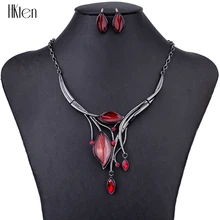 MS1504599 Conjuntos de Joyería de Moda 4 Colores Alta Calidad Conjuntos de Collar De Joyería de Las Mujeres de Cristal de Resina Única Deja Diseño Regalos