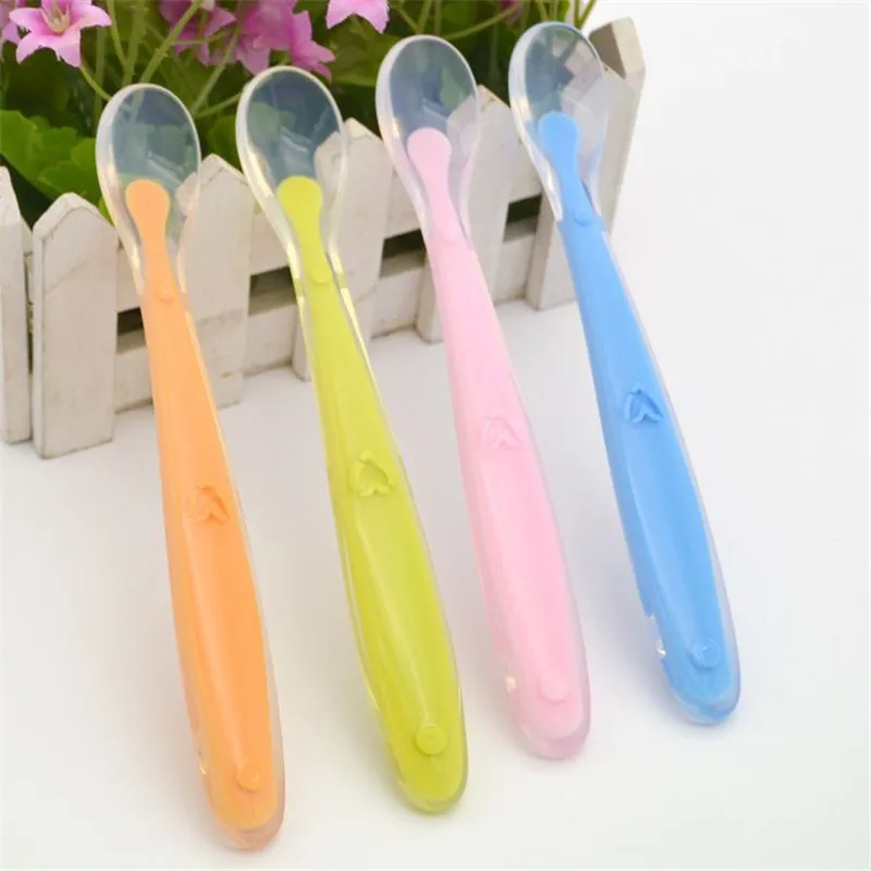 Talheres De Alimentacao Para Bebes De 4 Cores Colher De Silicone Macio De Seguranca Para Bebes Toddler Spoon Soft Spoonfeeding Utensils Aliexpress