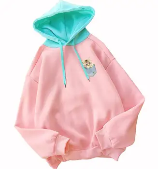 

2018 autumn new cute cowboy cat hooded loose long-sleeved sweatshirt women