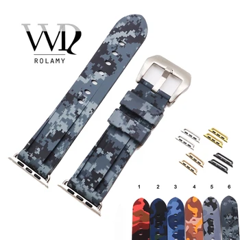 

Rolamy 38 40 42 44mm Wholesale Mosaic Waterproof Silicone Rubber Replacement Wrist Watch Band Strap For Iwatch Series 4/3/2/1