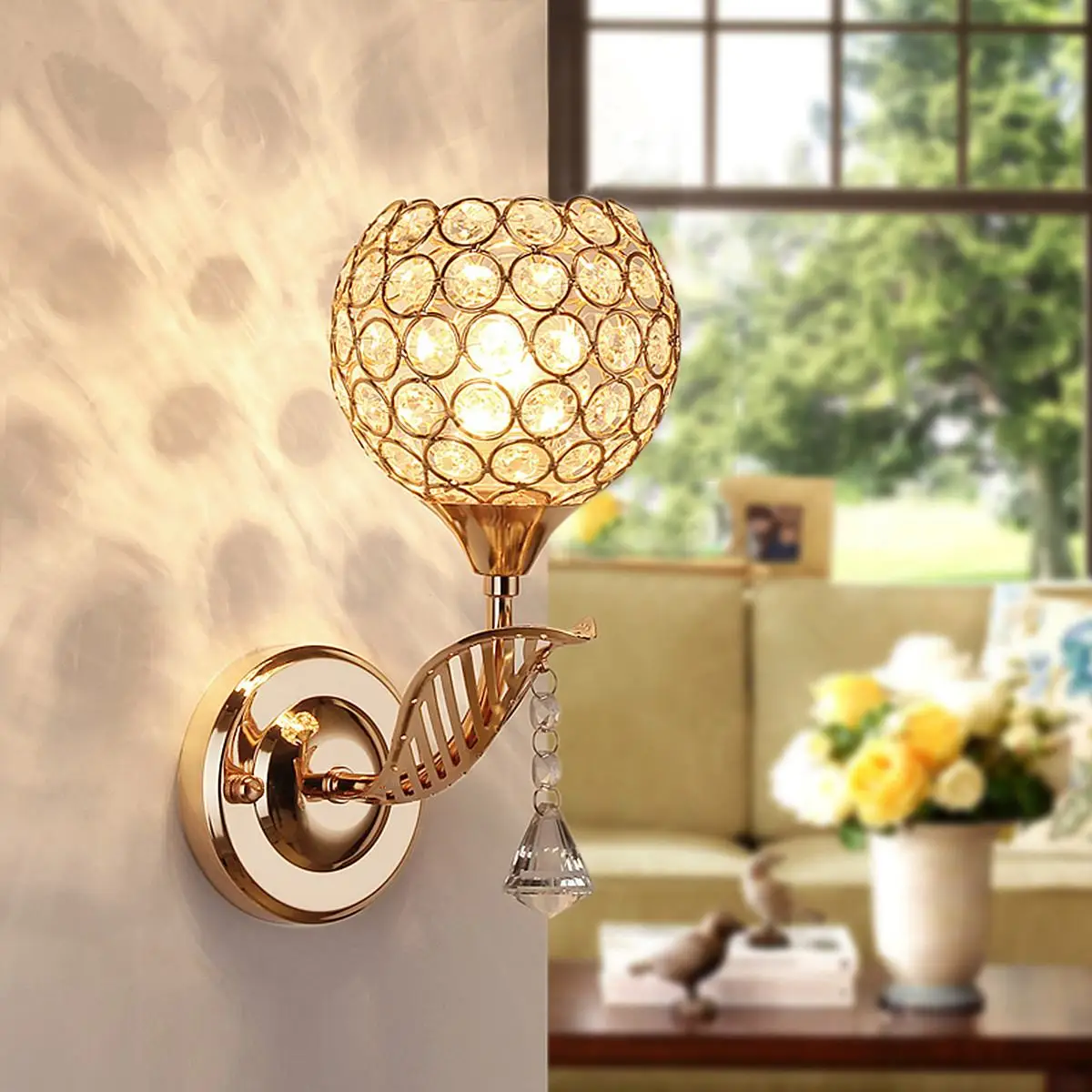 

220V E27 European Style Crystal Wall Light Vintgae Indoor Led Lamp Without Bulb for Living Room Bedroom Kitchen Lighting