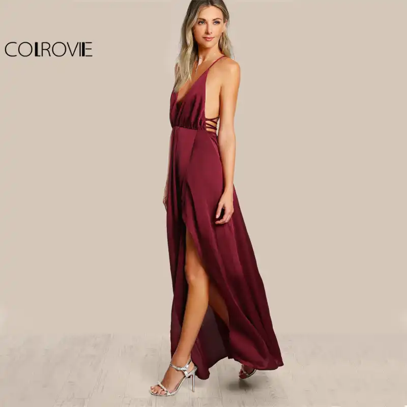 high slit wrap dress