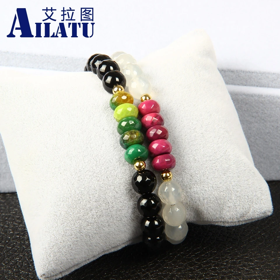 

Ailatu Fashion 8mm Faceted Onyx Stone Distance Lucky Couples Bracelet Women and Men's Bead Jewelry Pulseras Hombre Bracciali