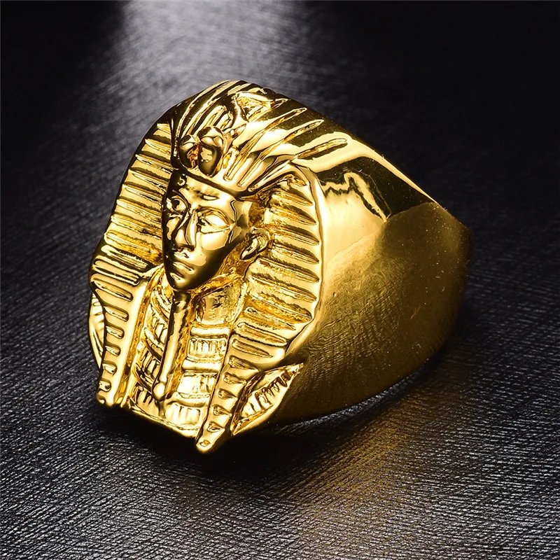 Винтажное религиозное кольцо из Золотого Сплава таинственный египетский фараон палец кольцо панк-рок хип-хоп король кольца для мужчин перстень ювелирные изделия