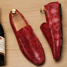 Luxury Brand Men Loafers Serpentine Pattern Leather Slip on Flats Breathable Men Leather Casual Shoes Fashion Driving Boat Shoes christia bella men s leisure leather flats shoes brand designer metal toe slip on boat shoes zebra pattern charm men party shoes