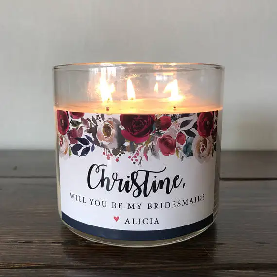 

Bridesmaid Candle Label, Will You Be My Bridesmaid Gift, Bridesmaid Proposal, Candle Label for Bridesmaid,Wedding Decoration