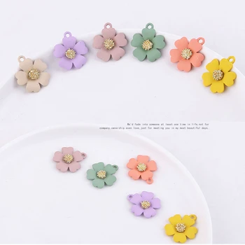 

New arrived 30pcs/lot alloy spray paint decoration color flowers shape charms diy jewelry earrings/necklace pendants accessory