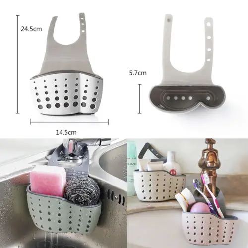 

New Useful Suction Cup Sink Shelf Soap Sponge Drain Rack Kitchen Storage Sucker