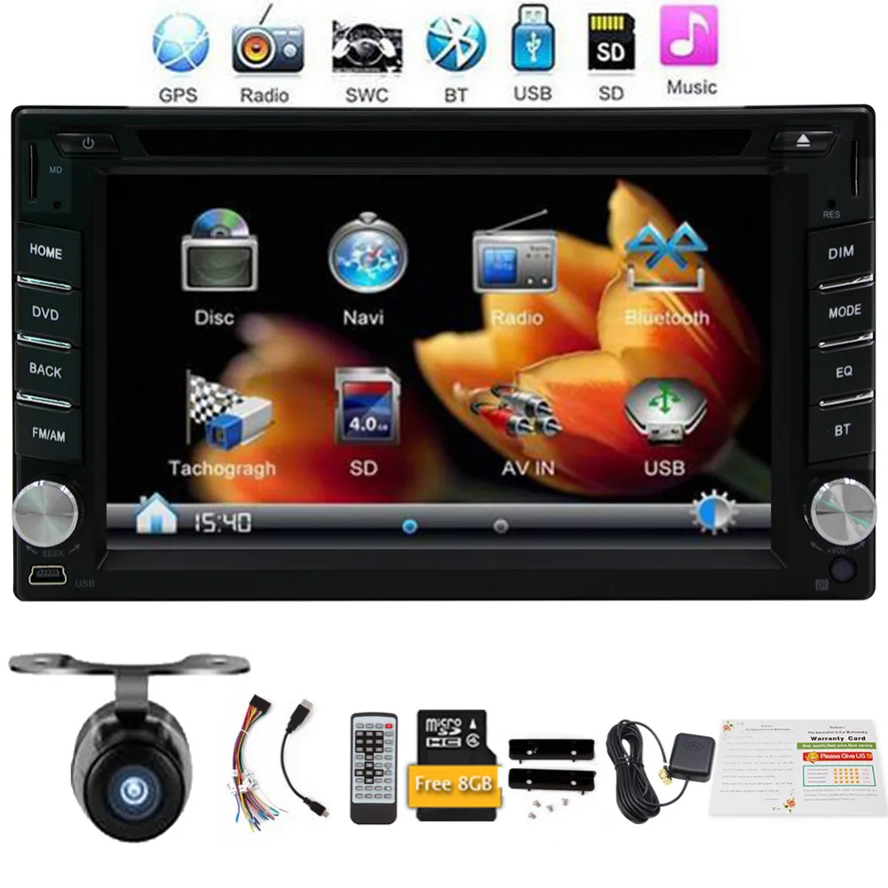 Cheap 2 din Car gps autoRadio Car DVD Player GPS Navigation In dash USB SD FM AM radio Stereo video Free gps Map Camera car multimedia 0