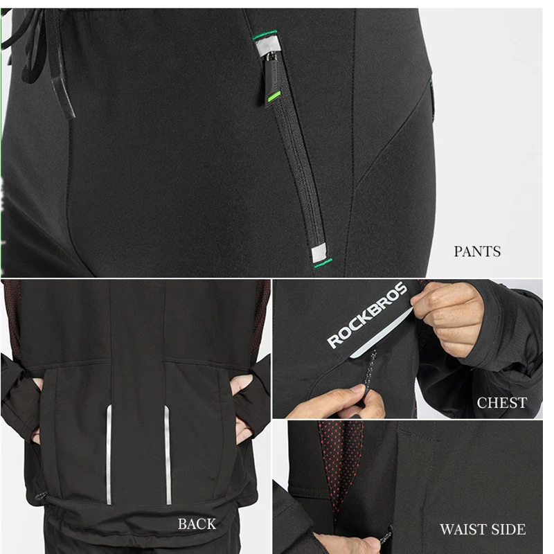 ROCKBROS Winter Cycling Suit Thermal Warm Bike Jackets Pants Sets Women Men Rainproof Windproof Outdoor Bicycle Sports Set