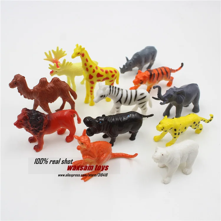 Hot 12PCS set Plastic Zoo Animal Figure Tiger Leopard Hippo Giraffe Kids font b Toy b