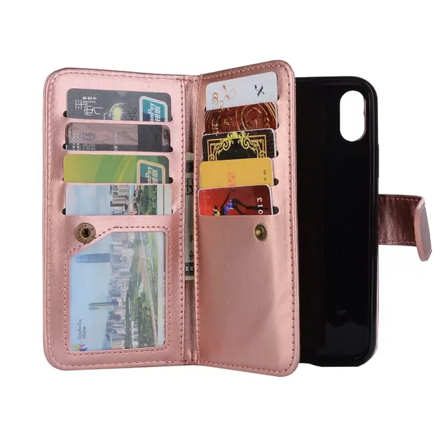 Magnetic Detachable Phone Cases Wallet for iPhone XS Max Case Leather for iPhone XR XS Max Cover Flip With 9 Credit Card Slots