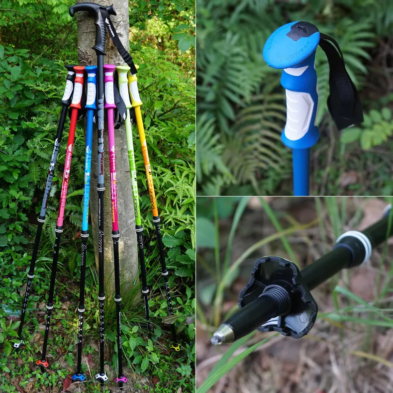 Pólos de Caminhada Ultraleves de Alumínio Lote Caminhada Pólo Nórdica Telescópica Alpenstock Bengala Muleta Senderismo Cores Foscas 2 Pçs - 19 Home & Garden