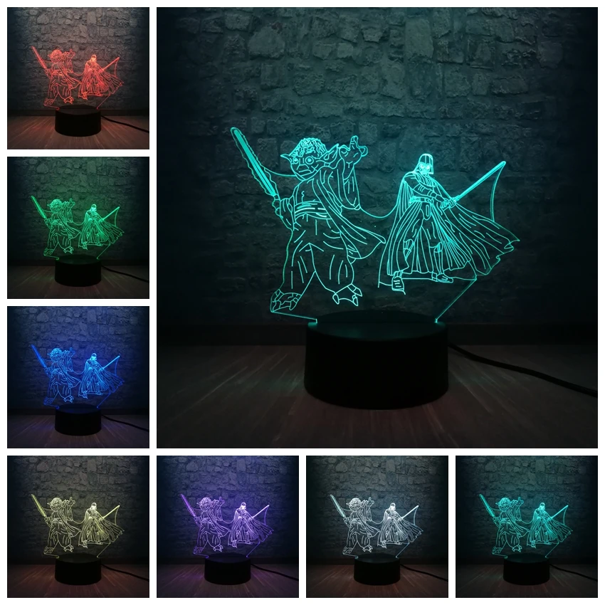 Горячая Распродажа Звездные войны фигурка йода и черный рыцарь 3D светодиодный