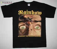 RAINBOW STRAIGHT BETWEEN THE EYES BLACKMORE DEEP PURPLE DIO NEW BLACK T-SHIRT RAINBOW STRAIGHT BETWEEN THE EYES BLACKMORE DEEP PURPLE DIO NEW BLACK T-SHIRT