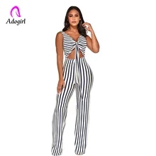 Sexy Women Striped Jumpsuit Summer One Piece Wide Leg Long Bow Tie Playsuit Elegant Office Party Rompers Overall Plus Size 2XL Sexy Women Striped Jumpsuit Summer One Piece Wide Leg Long Bow Tie Playsuit Elegant Office Party Rompers Overall Plus Size 2XL
